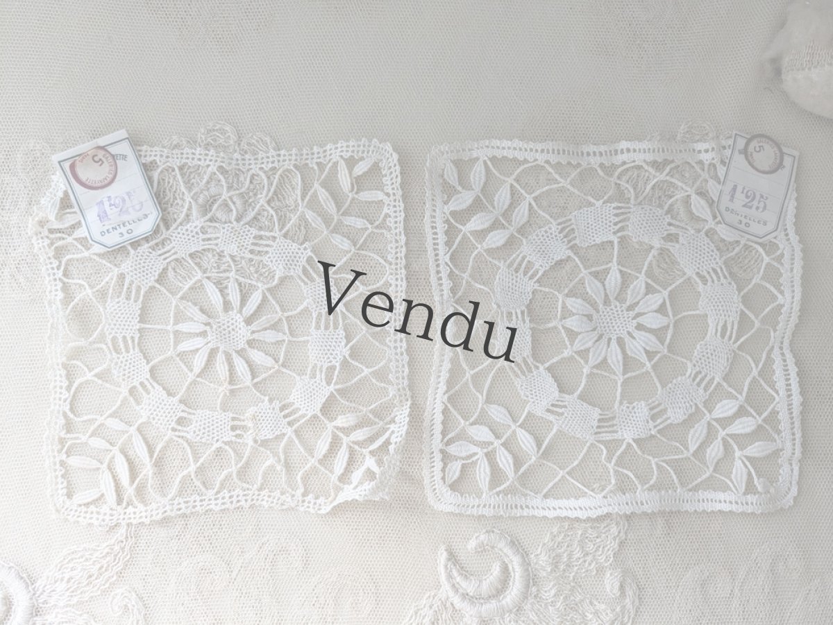 画像3: フランスアンティーク　タグ付きレースモチーフ5枚セット (3)
