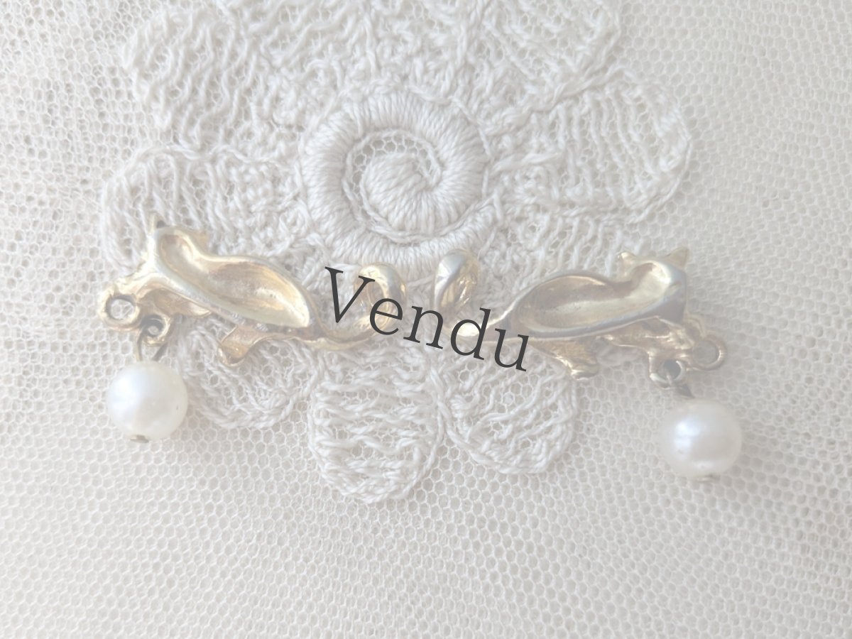 画像3: フランス蚤の市　猫とパールのチャーム (3)