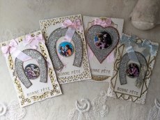 画像8: フランス 1900-20年代 BONNE FETE 封筒付きポストカード カニヴェ仕様 馬蹄A  (8)