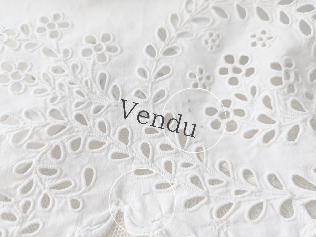 画像6: フランスアンティーク　幅広 カットワーク刺繍スカラップレース 128cm (6)