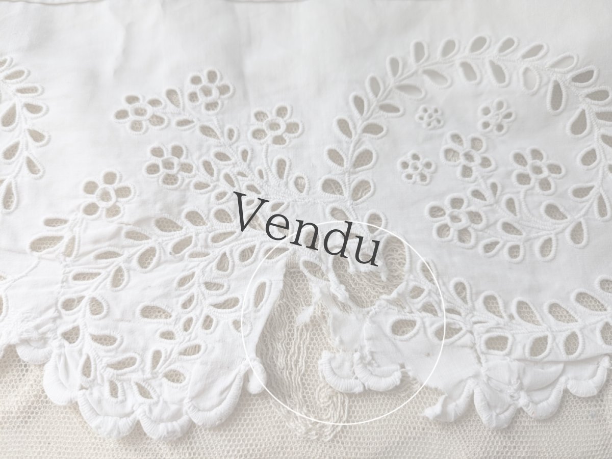 画像7: フランスアンティーク　幅広 カットワーク刺繍スカラップレース 128cm (7)