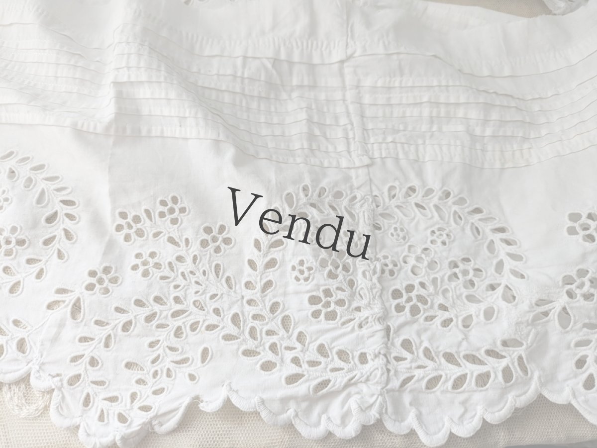 画像5: フランスアンティーク　幅広 カットワーク刺繍スカラップレース 128cm (5)