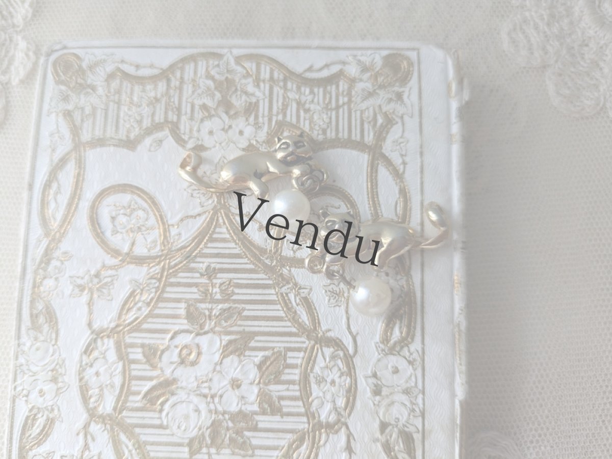 画像4: フランス蚤の市　猫とパールのチャーム (4)