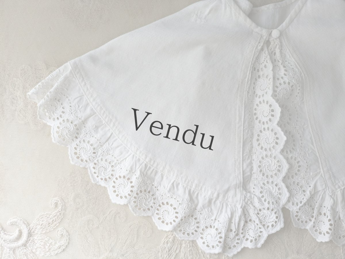 画像2: フランスヴィンテージ　手作りの小さなケープ B (2)