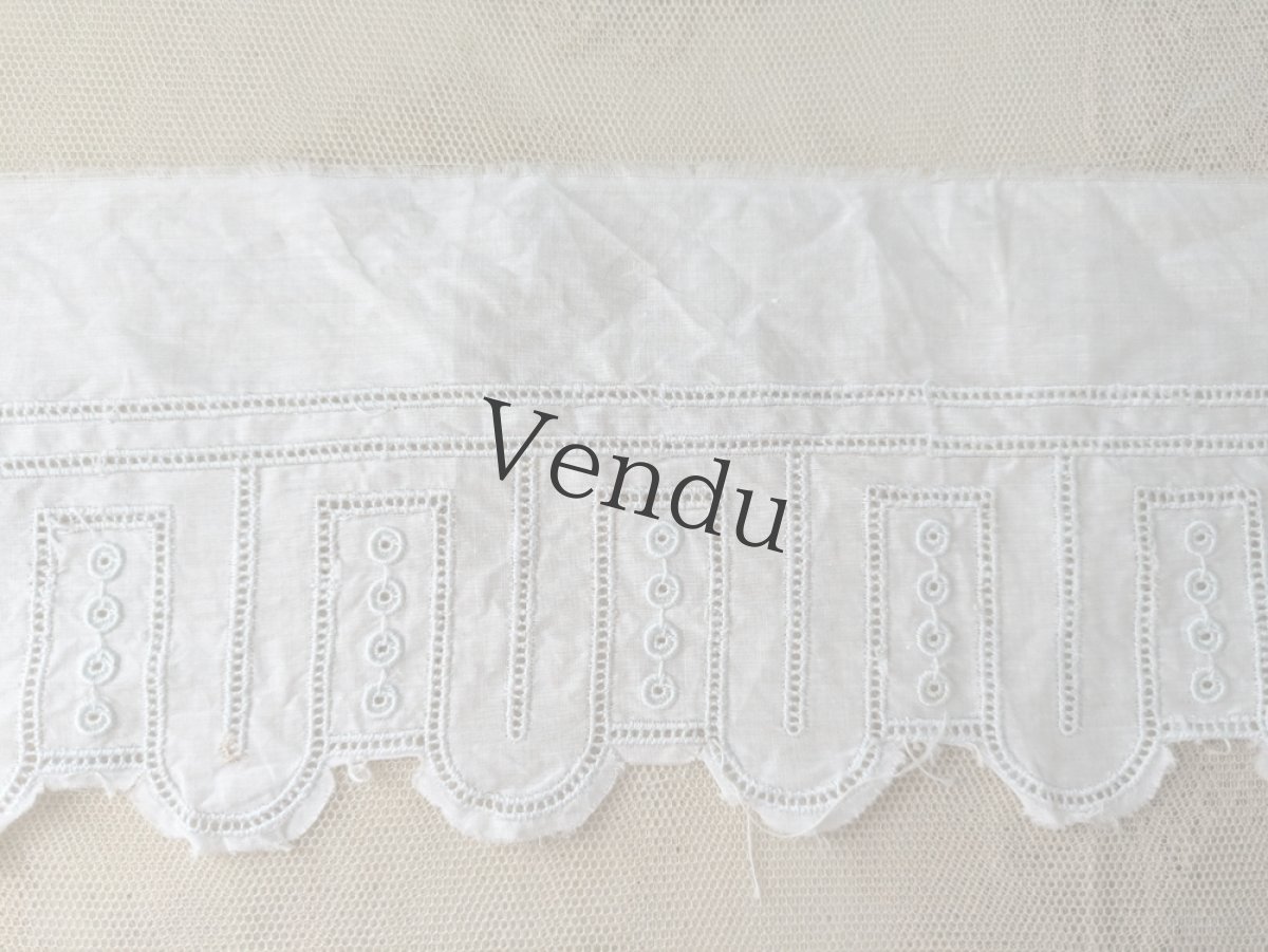 画像2: フランスヴィンテージ　幅広刺繍スカラップレース 81cm (2)