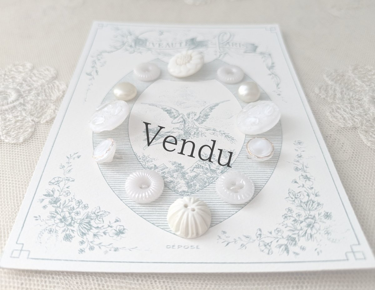 画像4: フランス 蚤の市　白ボタンアソートボタンシート (4)