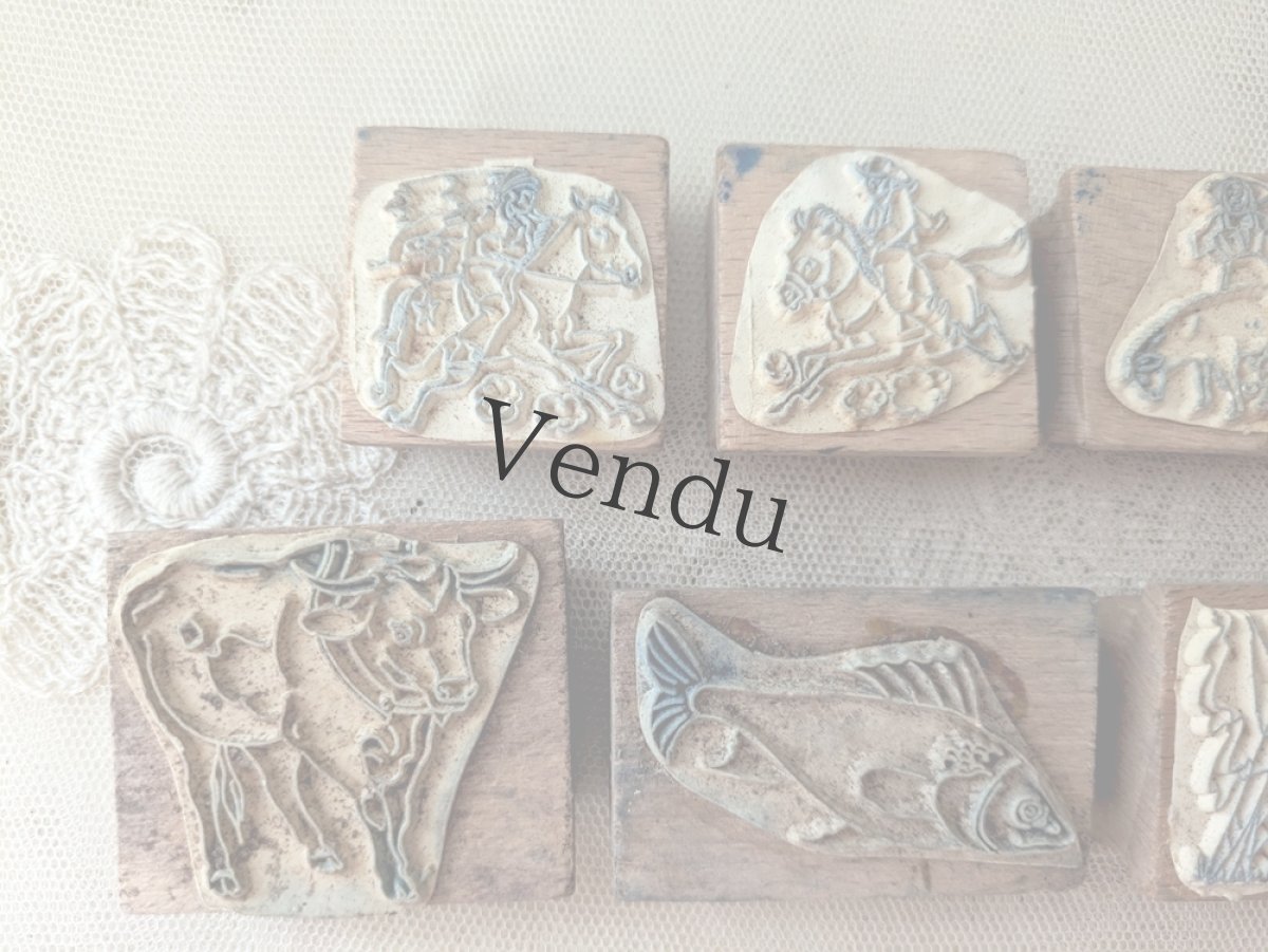 画像2: フランスヴィンテージ　インディアン＆カウボーイスタンプ  7個セット (2)