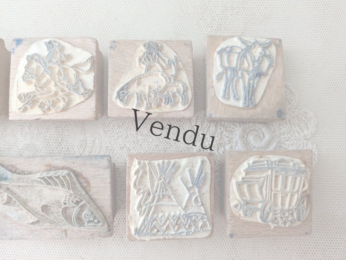 画像3: フランスヴィンテージ　インディアン＆カウボーイスタンプ  7個セット (3)