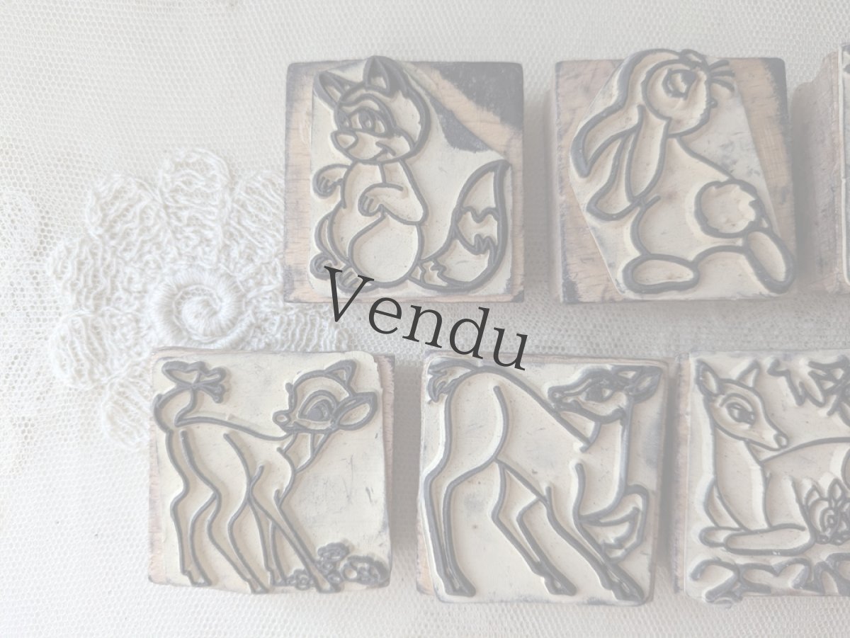 画像2: フランスヴィンテージ　動物スタンプ 7個セット (2)