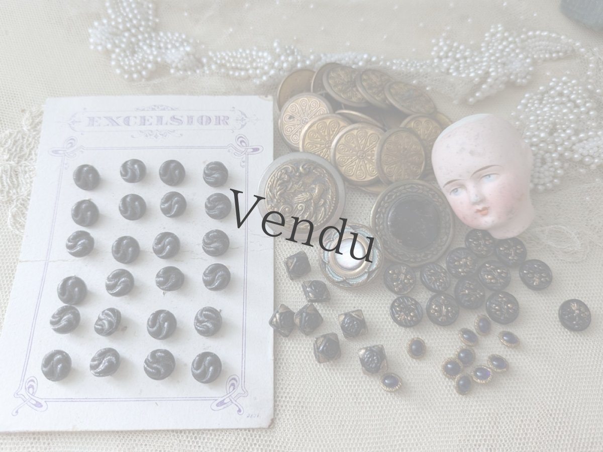 画像6: フランス 1900年前後 メタル×黒蝶貝ボタン 23mm (6)