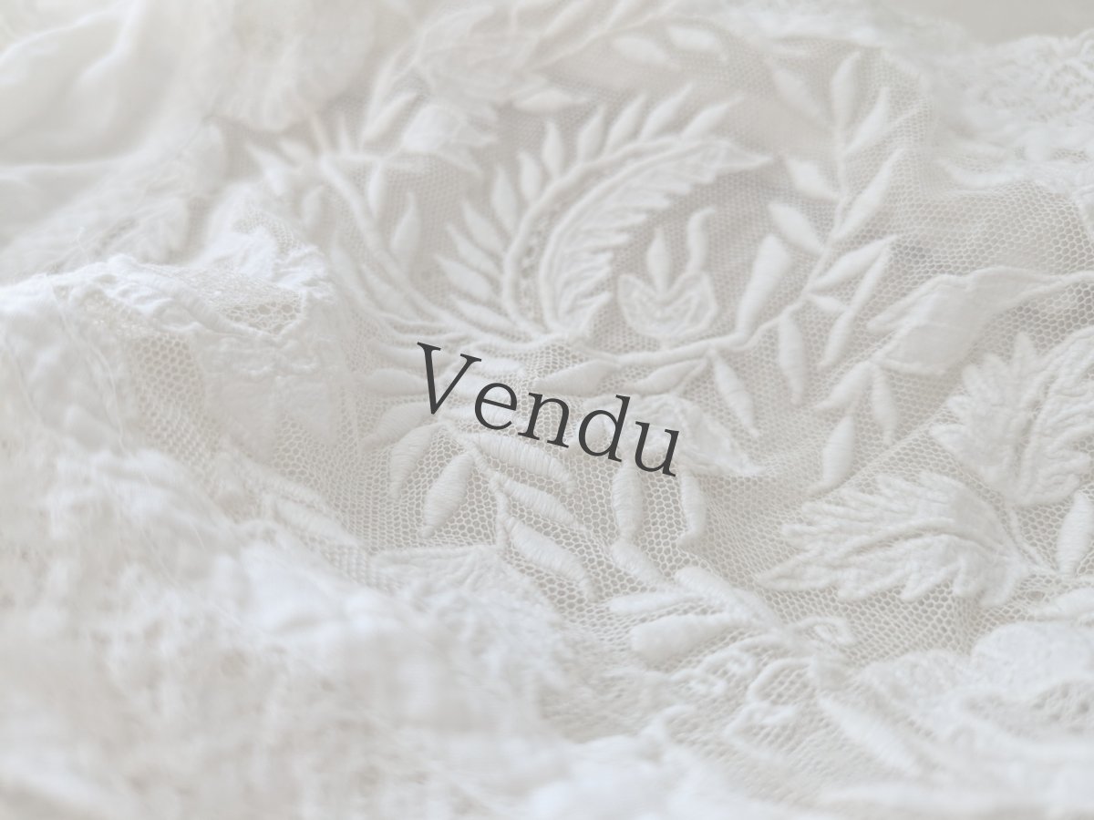 画像3: フランスアンティーク　白糸刺繍とレースのボネ (3)