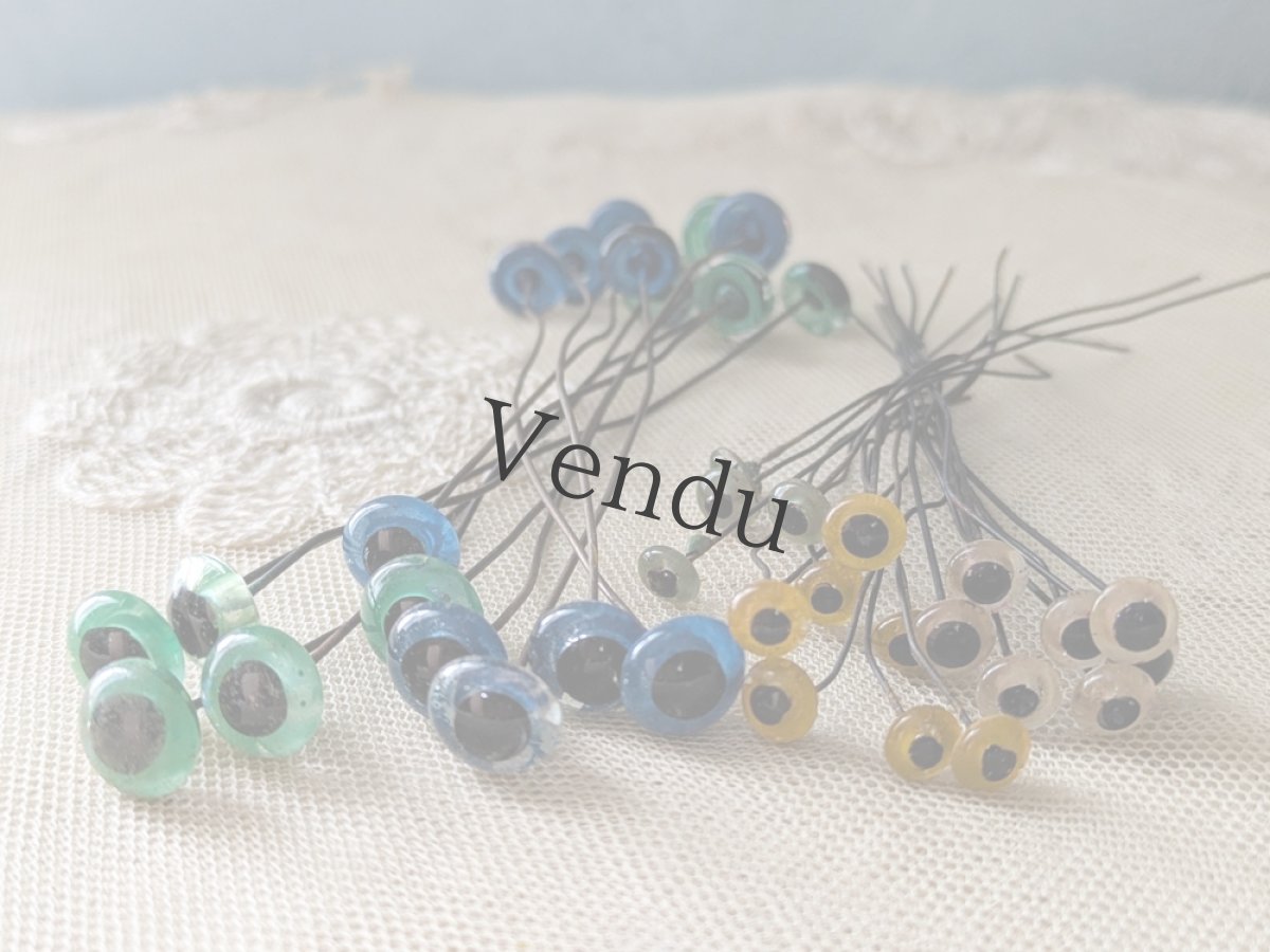 画像5: フランスヴィンテージ ガラスアイ 8本セット／ベージュ7mm (5)