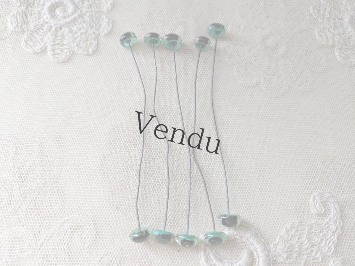 画像2: フランスヴィンテージ ガラスアイ 5本セット／グリーン10.5mm (2)