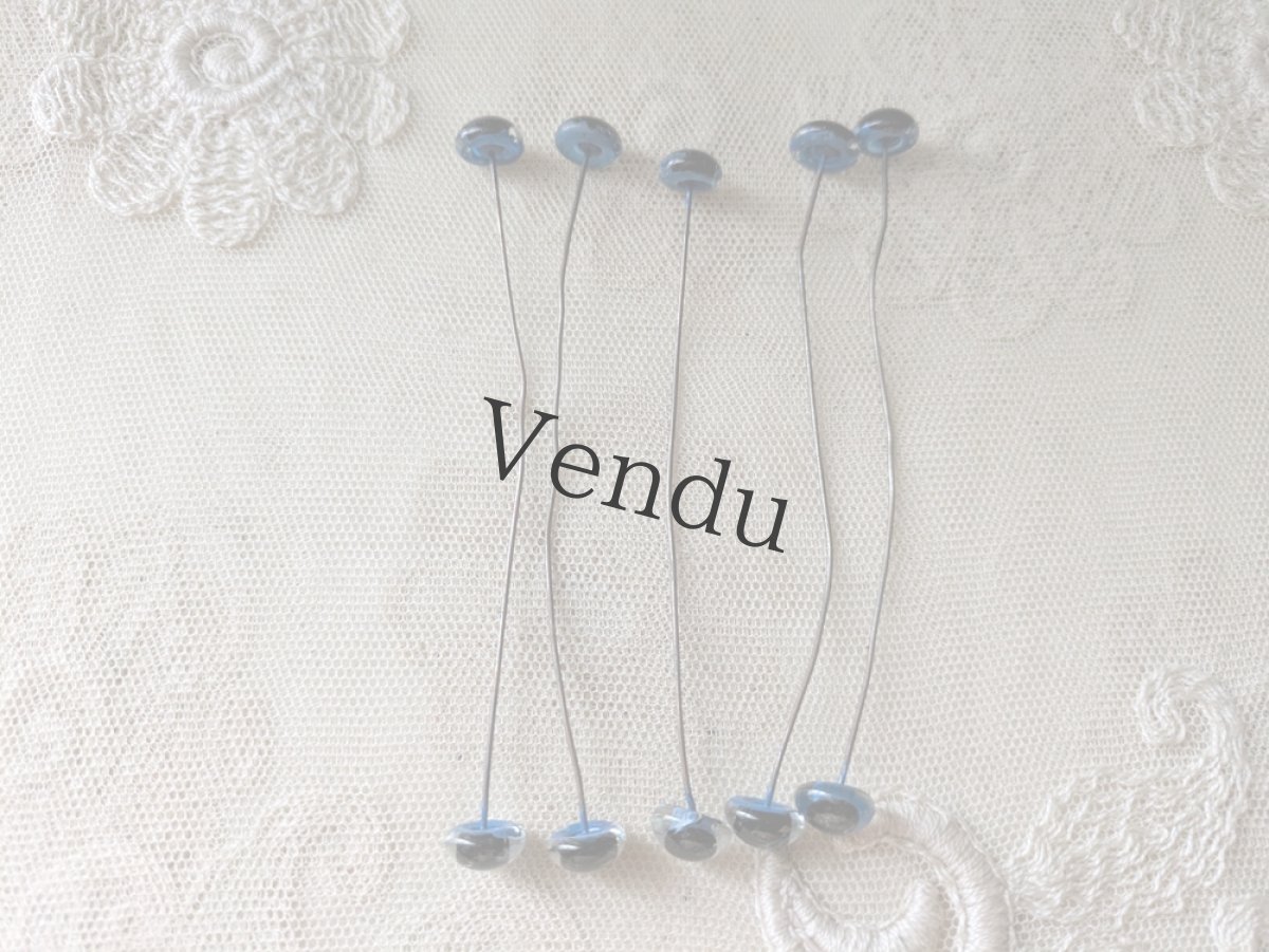 画像2: フランスヴィンテージ ガラスアイ 5本セット／ブルー10.5mm (2)