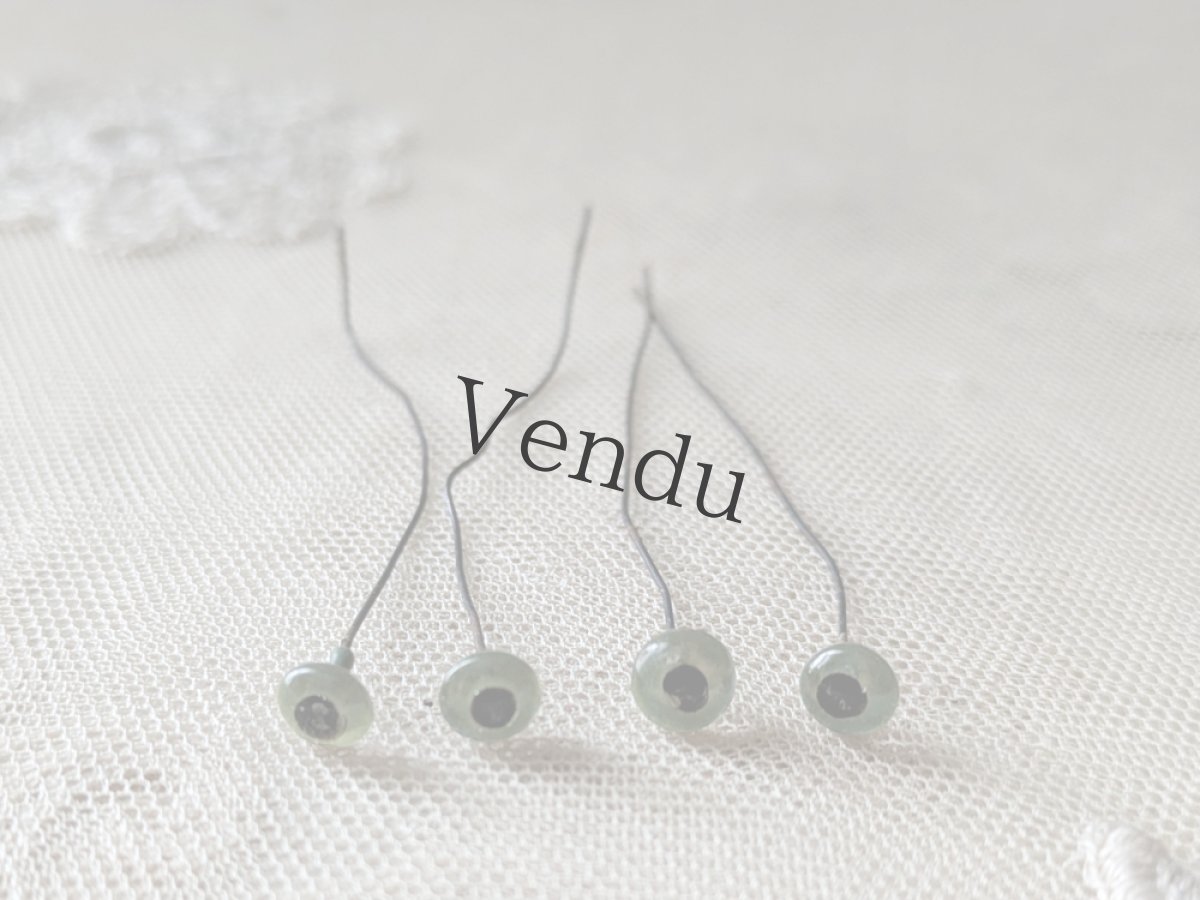 画像2: フランスヴィンテージ ガラスアイ 4本セット／ペールグリーン7mm (2)