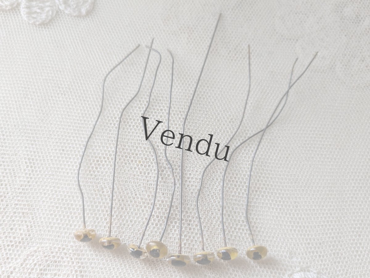 画像2: フランスヴィンテージ ガラスアイ 8本セット／イエロー7mm (2)