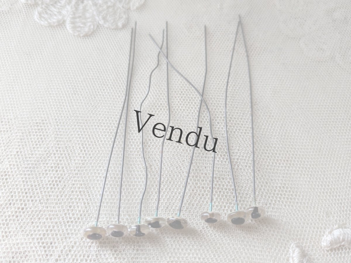 画像2: フランスヴィンテージ ガラスアイ 8本セット／ベージュ7mm (2)