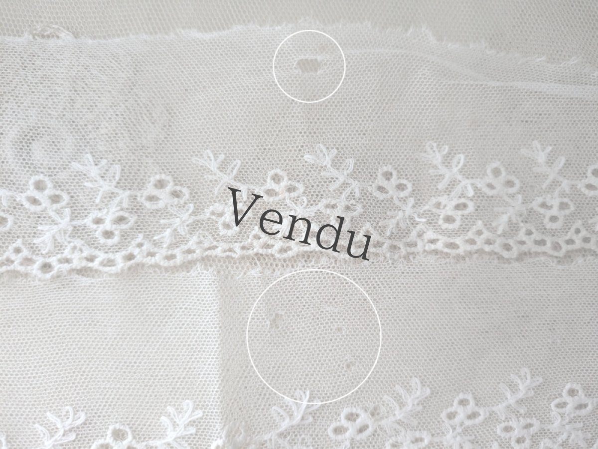 画像6: フランスアンティーク チュール刺繍レース 49cm2本セット  (6)