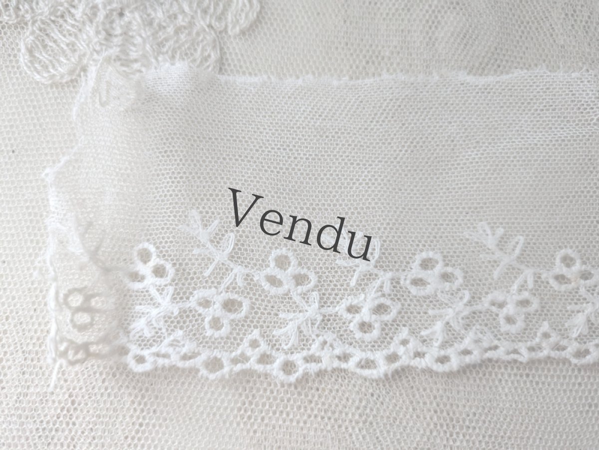 画像3: フランスアンティーク チュール刺繍レース 49cm2本セット  (3)