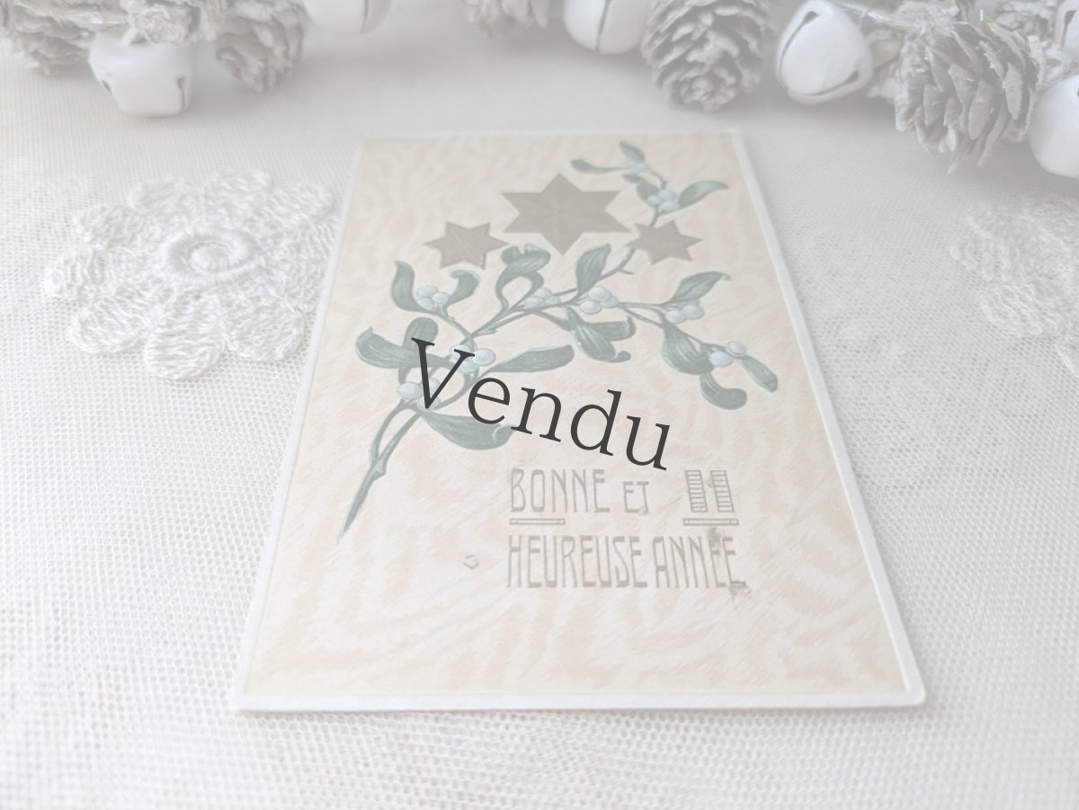 画像3: フランス 1900-30年 Bonne Année ポストカード ヤドリギ (3)