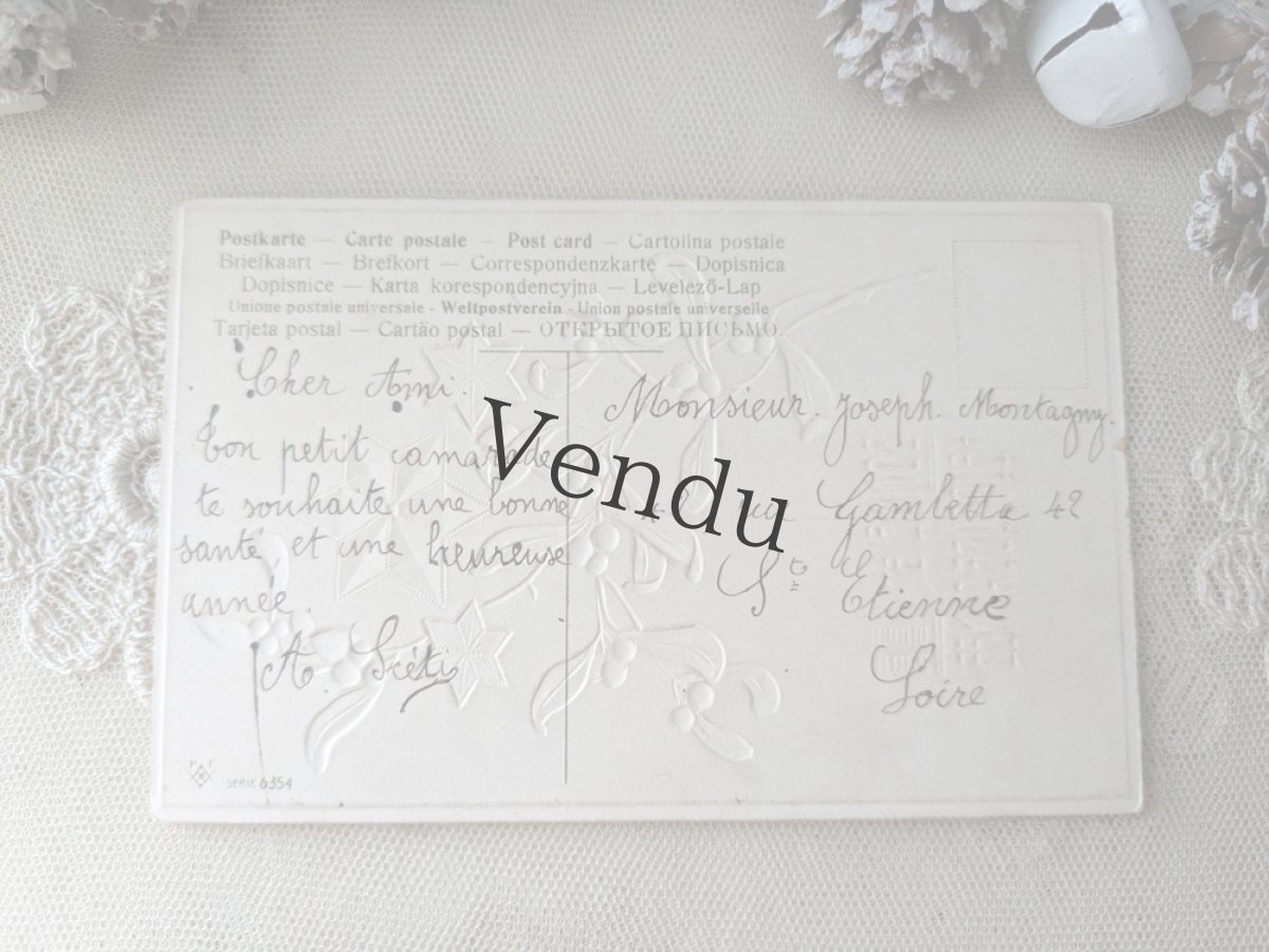 画像4: フランス 1900-30年 Bonne Année ポストカード ヤドリギ (4)