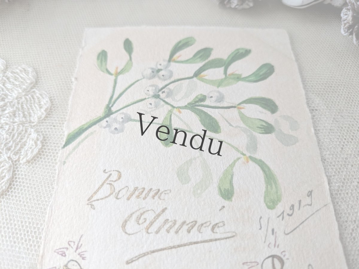 画像2: フランス 1919年 Bonne Année ポストカード ヤドリギ (2)