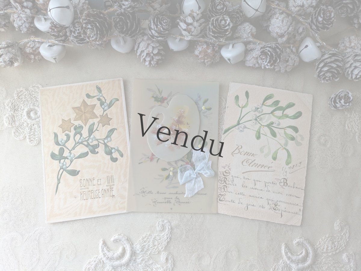 画像5: フランス 1919年 Bonne Année ポストカード ヤドリギ (5)