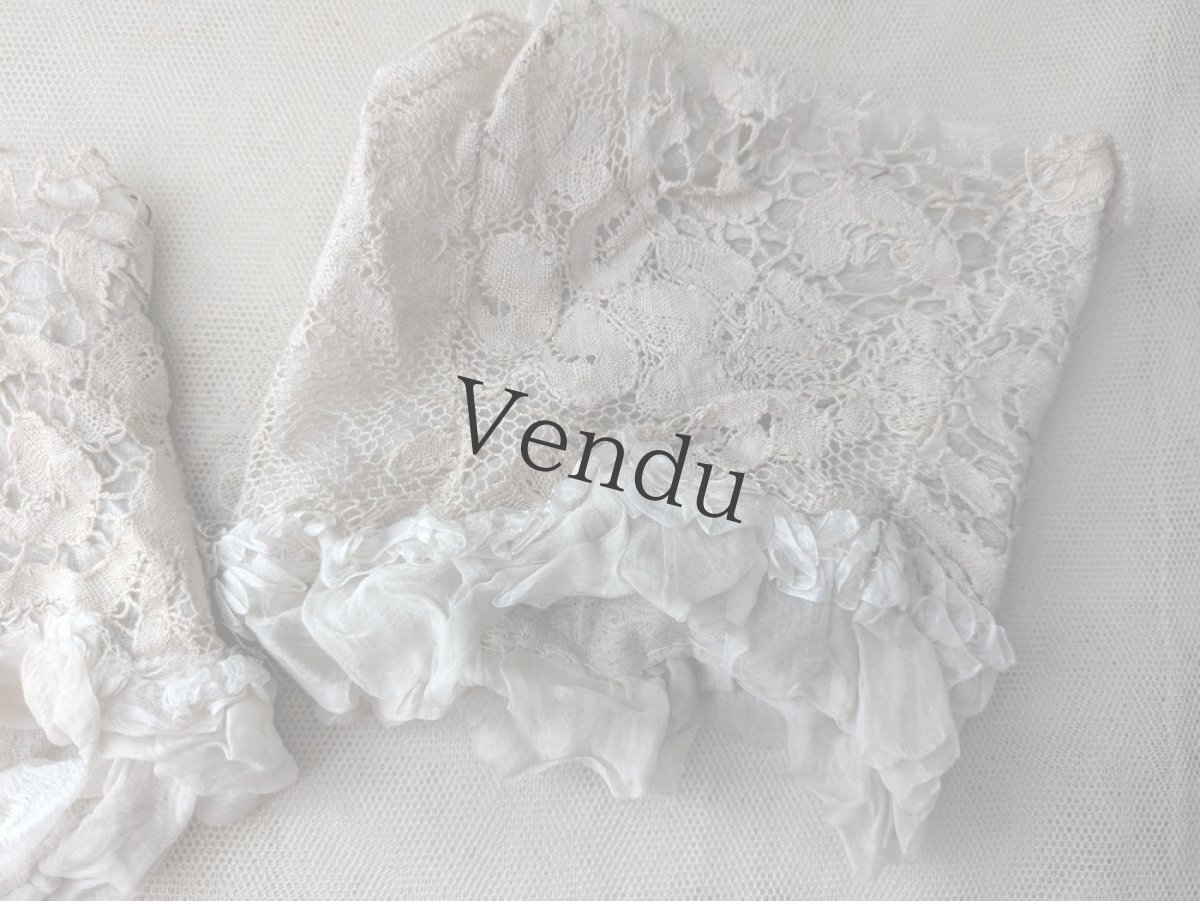 画像3: フランスアンティーク　レースのお袖 ペア (3)