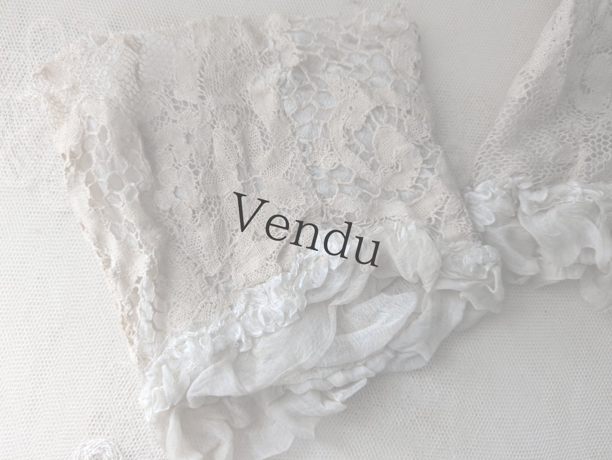 画像4: フランスアンティーク　レースのお袖 ペア (4)