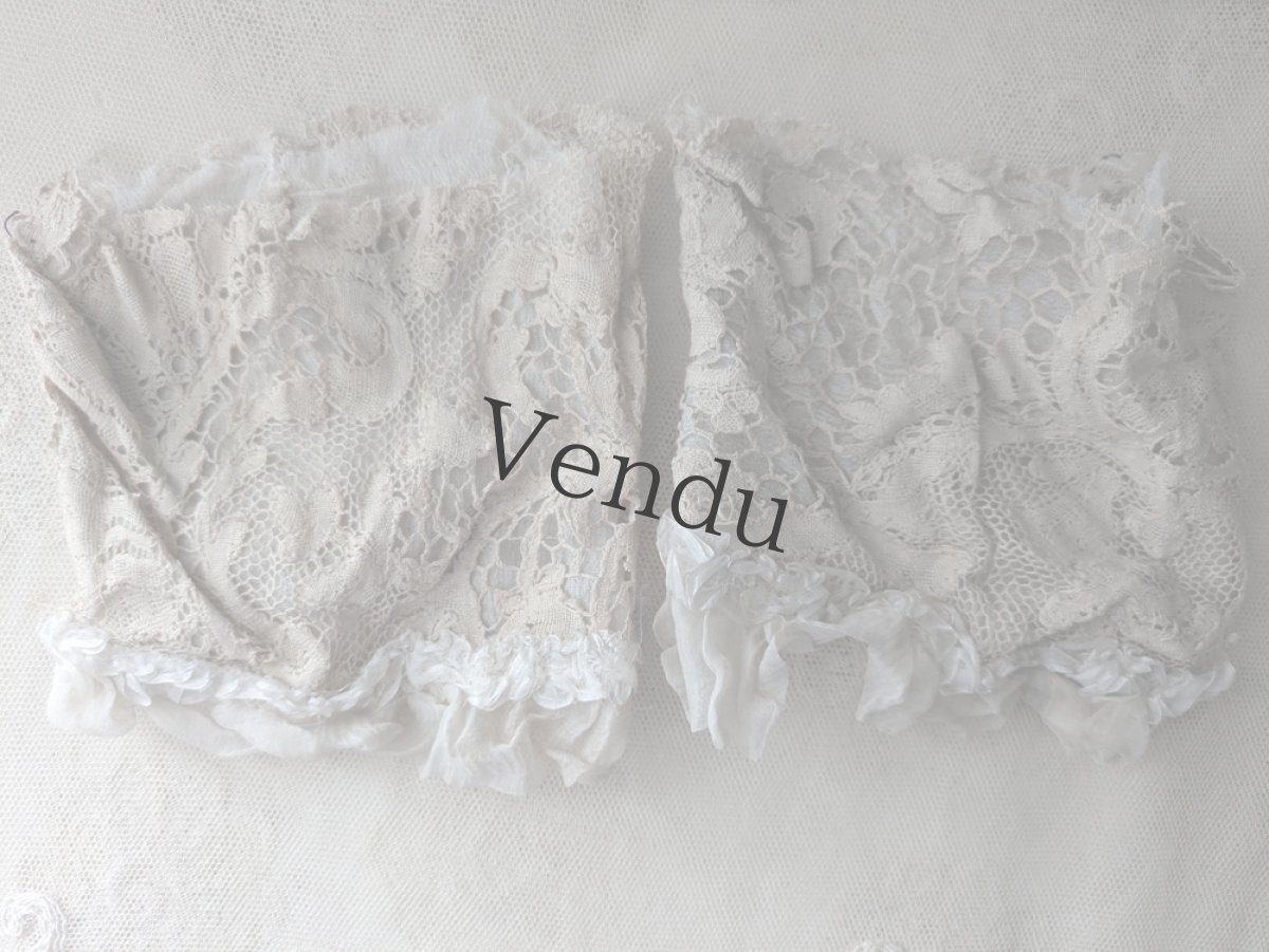 画像6: フランスアンティーク　レースのお袖 ペア (6)