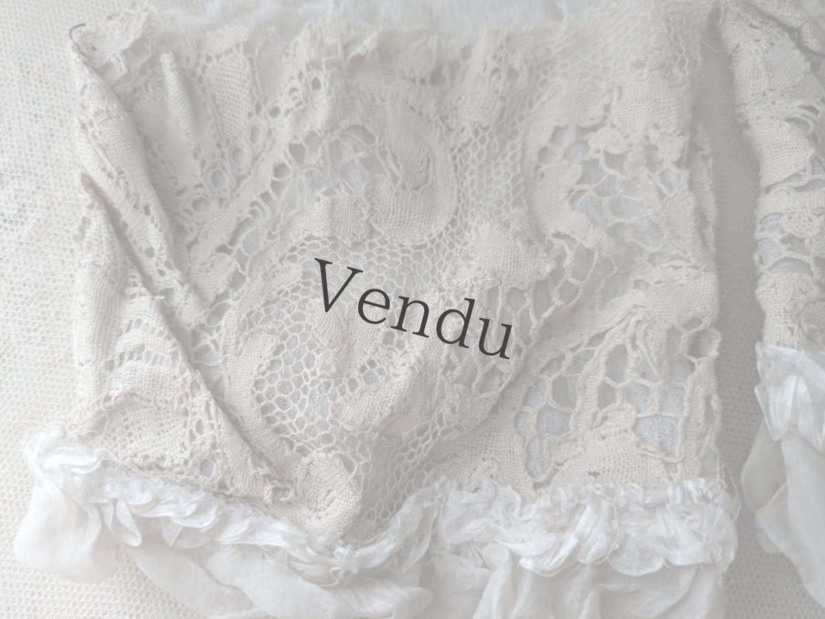 画像7: フランスアンティーク　レースのお袖 ペア (7)