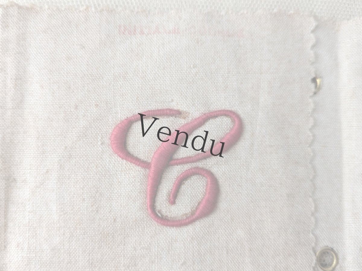 画像4: フランスアンティーク Plumetis-Express 刺繍イニシャルシートサンプル (4)