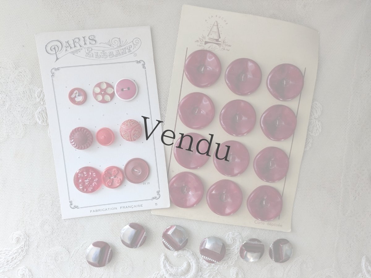 画像7: フランスヴィンテージ ボタンシート アソート赤 14-22mm (7)