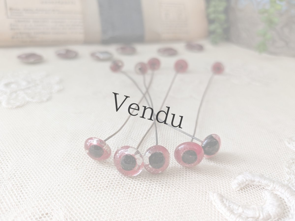 画像2: フランスヴィンテージ ガラスアイ 5本セット／赤12mm (2)