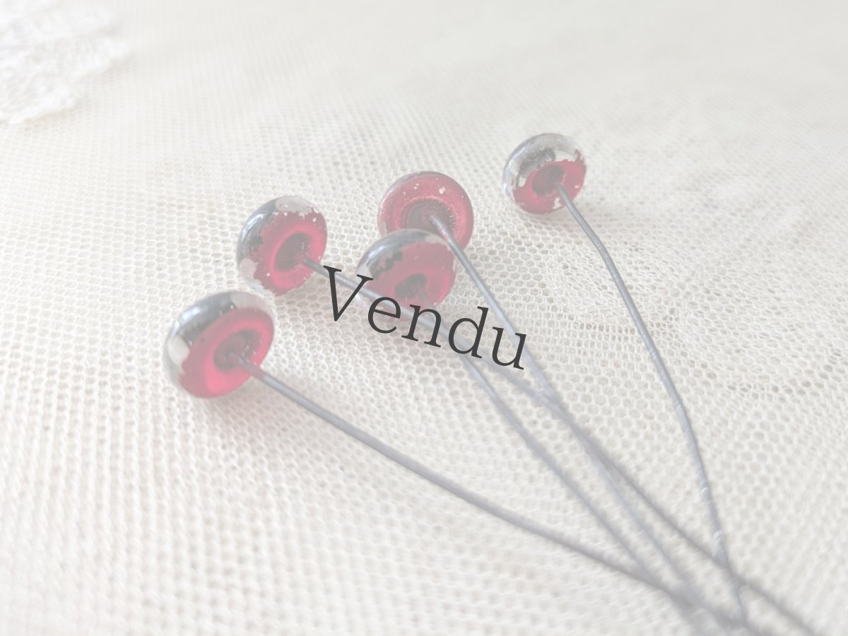 画像4: フランスヴィンテージ ガラスアイ 5本セット／赤10.5mm (4)