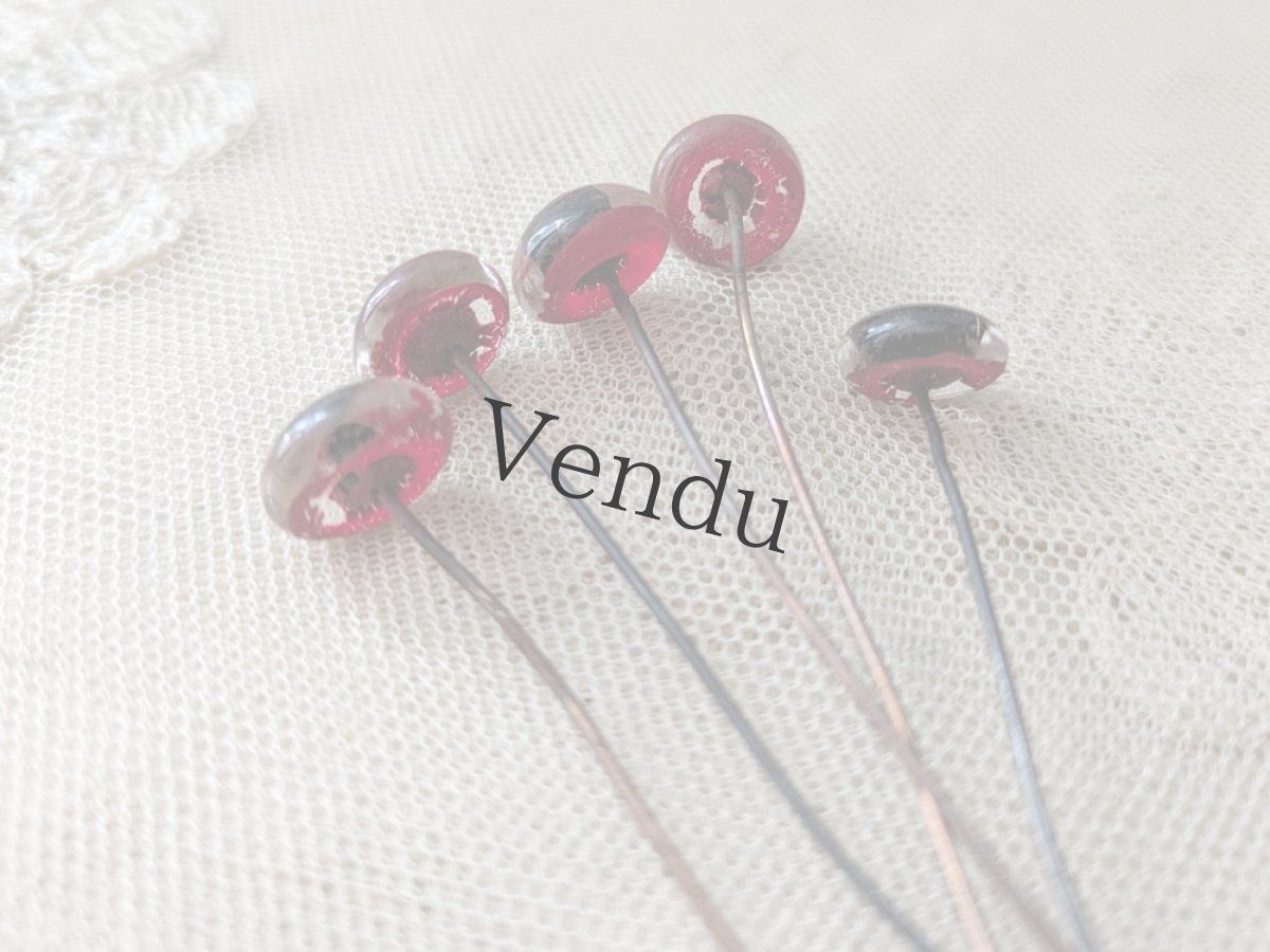 画像4: フランスヴィンテージ ガラスアイ 5本セット／赤12mm (4)