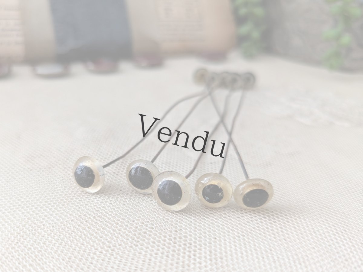 画像2: フランスヴィンテージ ガラスアイ 5本セット／ベージュ10.5mm (2)