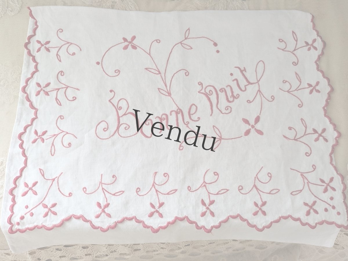 画像4: フランスヴィンテージ リネンのランジェリーサック Bonne Nuit (4)