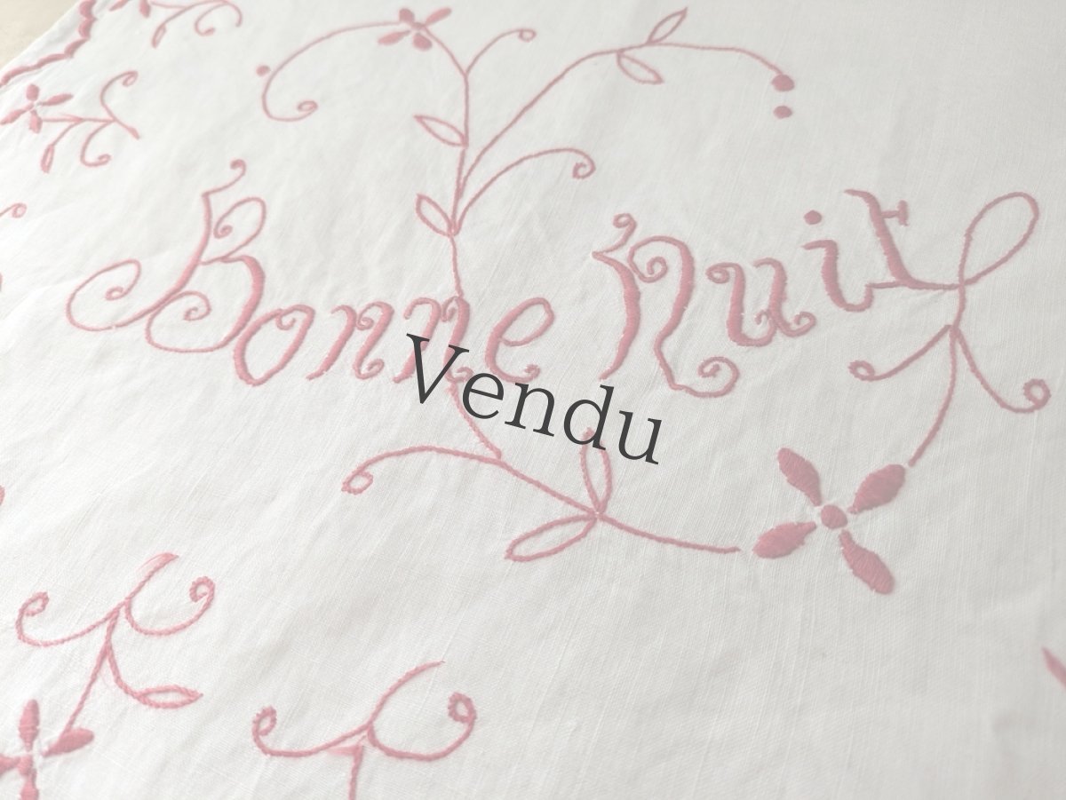 画像5: フランスヴィンテージ リネンのランジェリーサック Bonne Nuit (5)