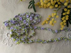 画像1: フランスヴィンテージ ロココリボン モーヴ×ライトグリーン 51cm/83cm (1)