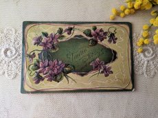 画像1: フランス 1900-40年代 ポストカード スミレ (1)
