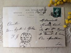 画像4: フランス 1900-30年代 切手付きポストカード パンジーとマドモアゼル (4)