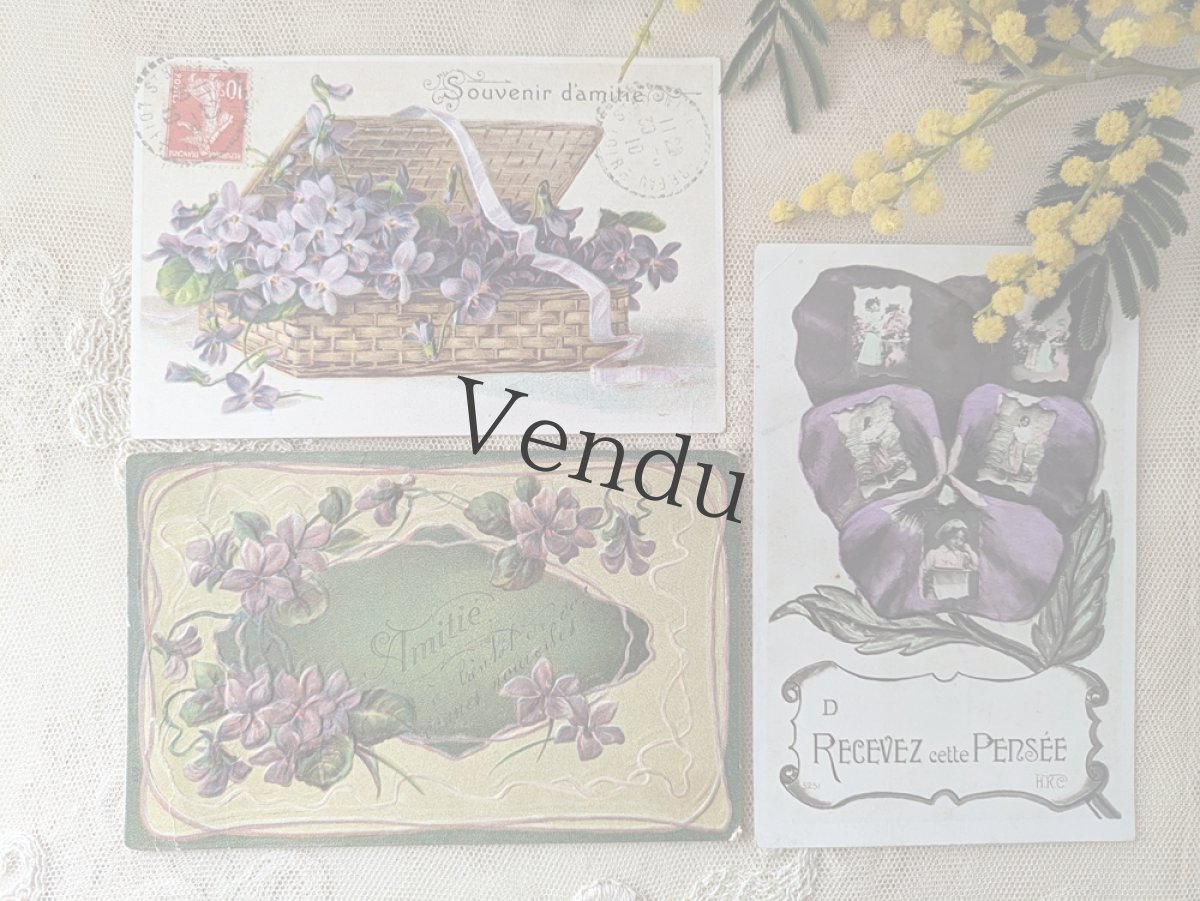 画像5: フランス 1900-40年代 ポストカード スミレ (5)