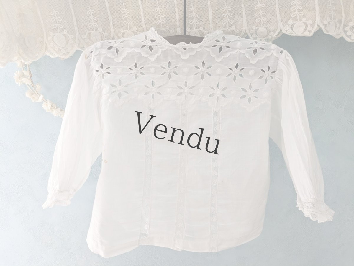 画像5: フランスアンティーク　カットワーク刺繍 小さなブラウス (5)