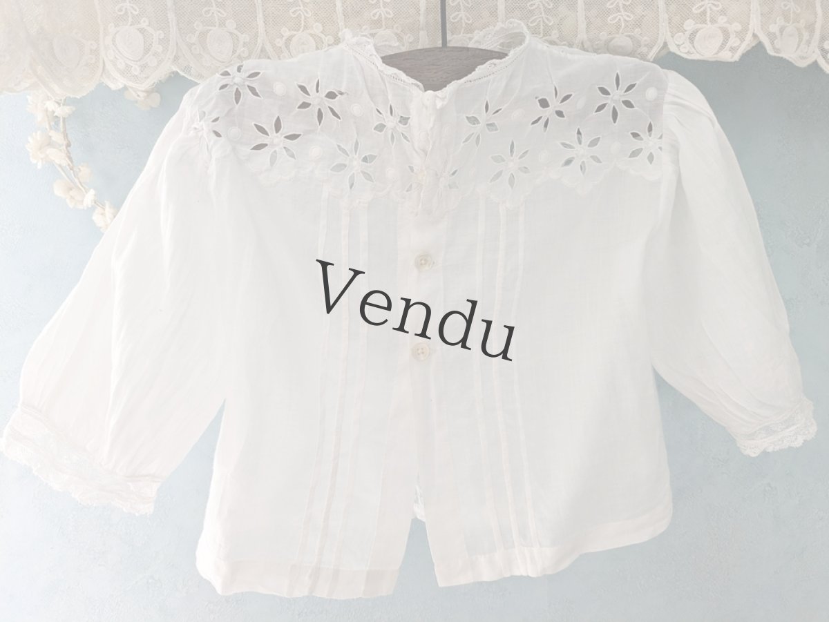 画像8: フランスアンティーク　カットワーク刺繍 小さなブラウス (8)