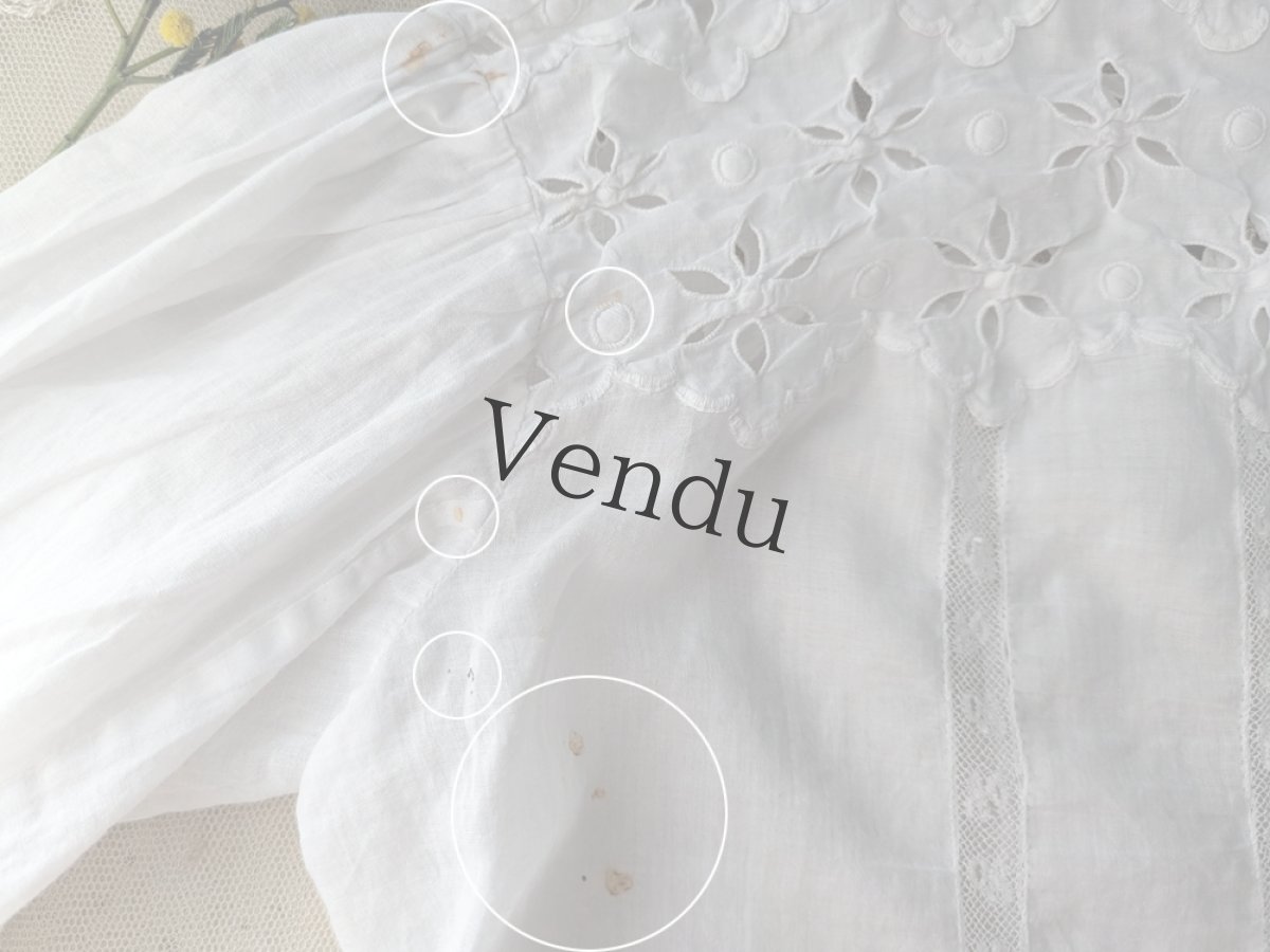 画像9: フランスアンティーク　カットワーク刺繍 小さなブラウス (9)