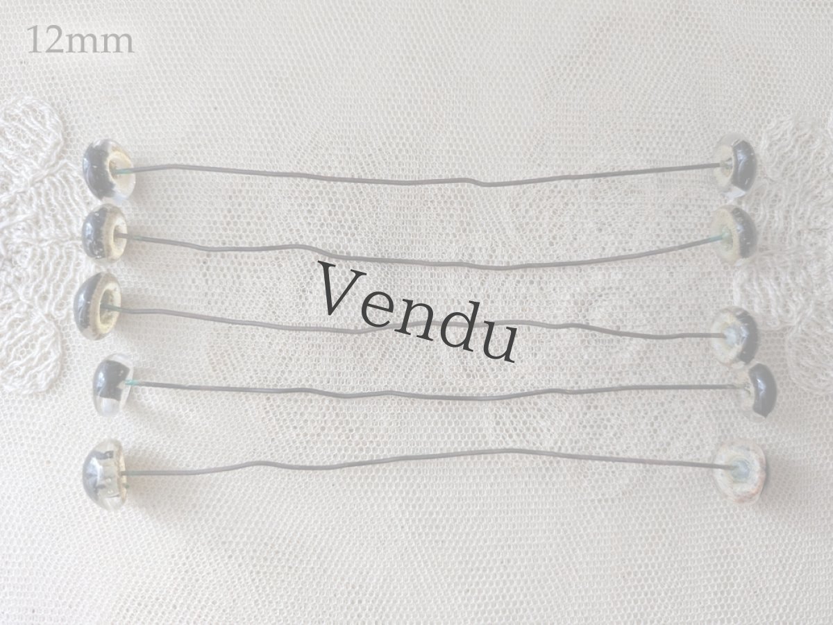 画像6: フランスヴィンテージ グラスアイ 5本セット／ベージュ10mm, 12mm (6)