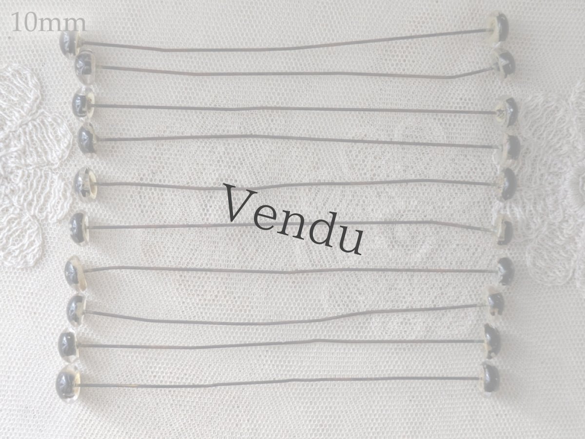 画像3: フランスヴィンテージ グラスアイ 5本セット／ベージュ10mm, 12mm (3)