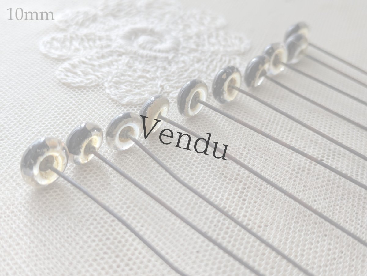 画像4: フランスヴィンテージ グラスアイ 5本セット／ベージュ10mm, 12mm (4)