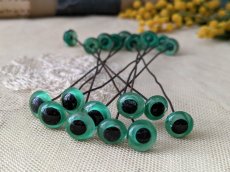 画像1: フランスヴィンテージ グラスアイ 5本セット／グリーン10.5mm (1)